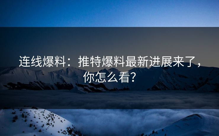 连线爆料：推特爆料最新进展来了，你怎么看？