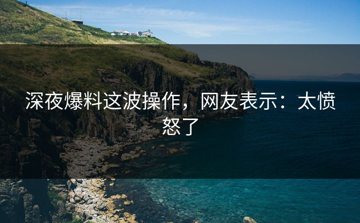 深夜爆料这波操作，网友表示：太愤怒了