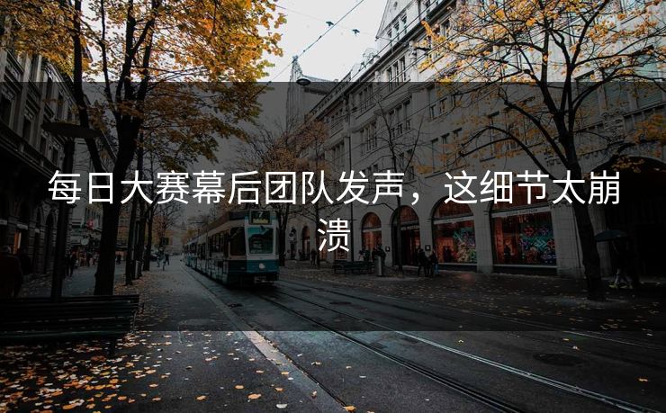 每日大赛幕后团队发声，这细节太崩溃