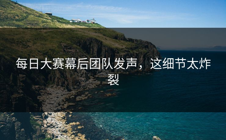 每日大赛幕后团队发声，这细节太炸裂