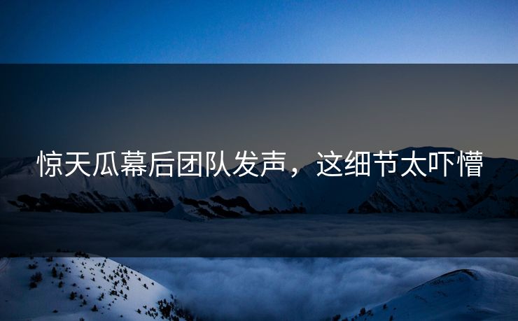 惊天瓜幕后团队发声，这细节太吓懵