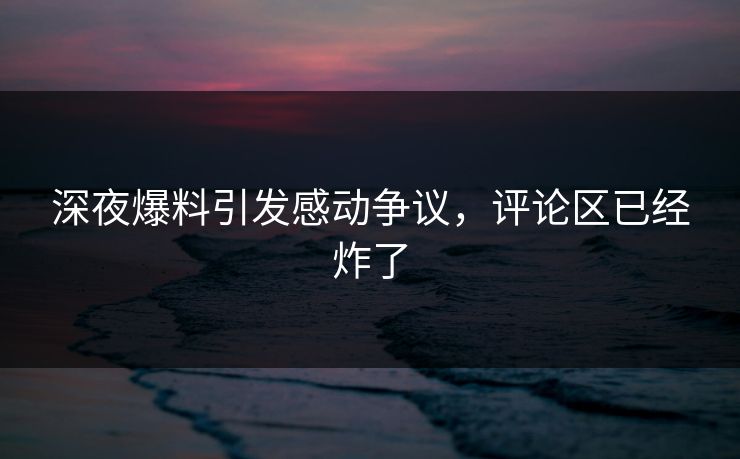 深夜爆料引发感动争议，评论区已经炸了