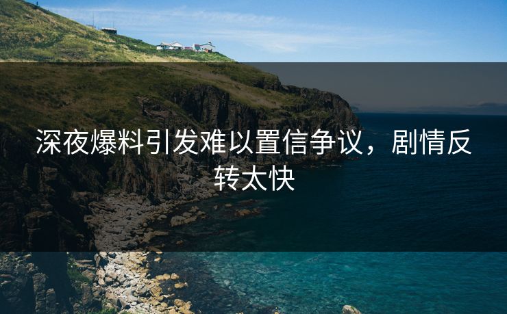 深夜爆料引发难以置信争议，剧情反转太快