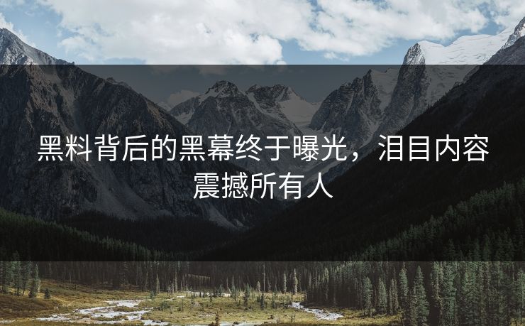 黑料背后的黑幕终于曝光，泪目内容震撼所有人