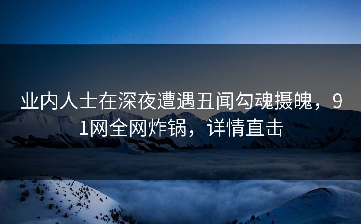 业内人士在深夜遭遇丑闻勾魂摄魄，91网全网炸锅，详情直击